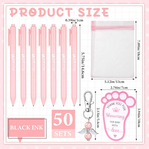 Miniatura 2 de Ctosree 250 piezas de recuerdos de baby shower, incluye bolígrafos, llaveros de ángel, bolsas de organza, tarjetas de agradecimiento para regalos