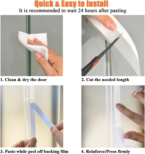 Miniatura 2 de Dstorelhp Burletes mejorados, tapón de puerta sin residuos, tira de sellado de silicona para puertas, ventanas y ducha, transparente, 16.4 pies