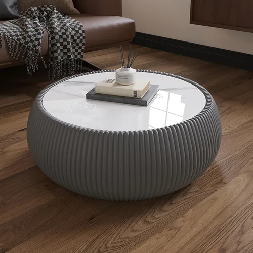 Miniatura 28 de Mesa de centro moderna, mesa de té central circular de 15.75 pulgadas, mesa de cóctel, mesas de centro redondas cilíndricas para sala de estar