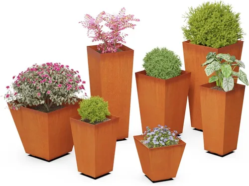 Miniatura 7 de Construye tu propia maceta de acero Corten – Elige tamaño, fondo, drenaje 12 a 48 pulgadas de diámetro Maceta redonda personalizada de acero