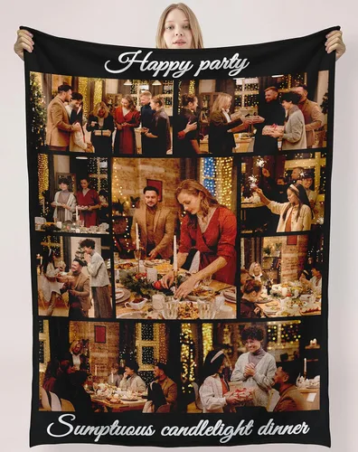 Miniatura 12 de Manta personalizada con foto y texto, manta personalizada de collage de imágenes y texto, manta de fotos suave regalo para Navidad, papá, mamá, 2