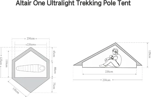 Miniatura 8 de Altair One - Tienda de campaña de senderismo ultraligera, nailon SIL impermeable, doble pared, 3 estaciones, refugio para 1 persona para mochileros