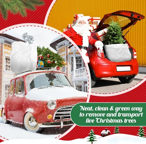 Miniatura 7 de Windyun 6 fundas para árbol de Navidad de 9 x 6 pies, bolsas de almacenamiento para árboles de hasta 9 pies de alto (blanco)