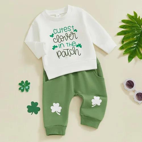 Miniatura 47 de BemeyourBBs Conjunto divertido de sudadera y pantalones de manga larga con letras divertidas para bebé niño y niño