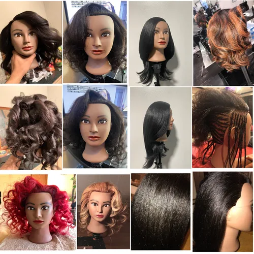 Miniatura 6 de Traininghead - Cabeza de maniquí de cabello 100% real, cabeza de entrenamiento, cabeza de muñeca de cosmetología, cabeza de maniquí de práctica