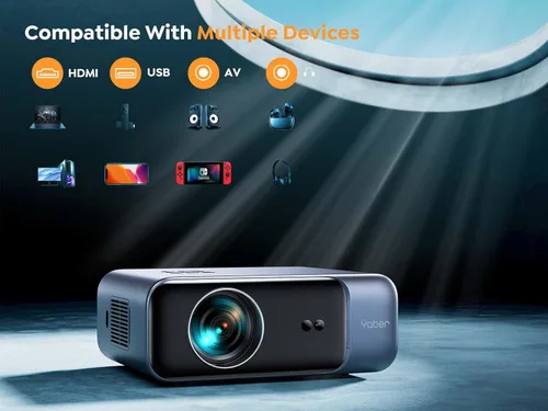 Miniatura 5 de Proyector con enfoque automático/soporte 4K con WiFi 6 y Bluetooth 5.2, YABER Pro V9 nativo 1080P para películas al aire libre, Keystone 6D