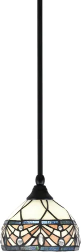 Miniatura 31 de Toltec Lighting Tallo Colgado Mini colgante, acabado de cobre negro, 3.5" cuadrado humo burbuja vidrio
