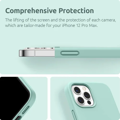 Miniatura 7 de SURPHY Funda diseñada para iPhone 12 Pro Max de 6.7 pulgadas, funda de silicona líquida (con forro de microfibra) para iPhone 12 Pro Max 2020, verde