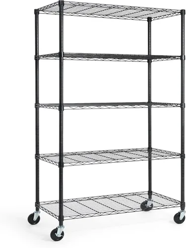 Miniatura 16 de CAPHAUS NSF - Estantería de alambre de grado comercial de alta resistencia con ruedas, patas niveladoras y forros, estante de metal
