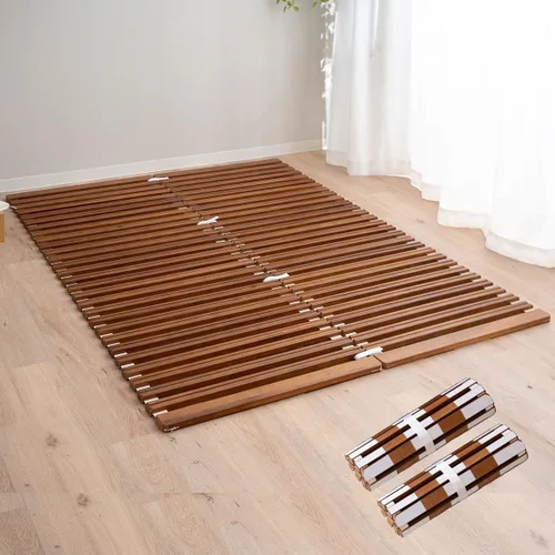 Miniatura 9 de EMOOR Cama de madera con listones de media pliegue tamaño Queen (63 x 78.7 pulgadas) para colchón de futón japonés Franco-Tower, Paulownia sin