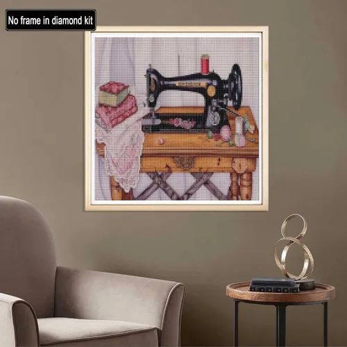 Miniatura 3 de Diymood Kits de pintura de diamantes 5D para máquina de coser para adultos, kits de arte de diamantes para adultos, redondo de taladro completo