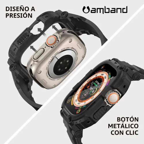 Miniatura 5 de amBand - Carcasa de Correas con Protector de Pantalla Compatible con Apple Watch Ultra 3/2/1 49mm para Hombres, Serie Deportiva M1 Funda Resistente
