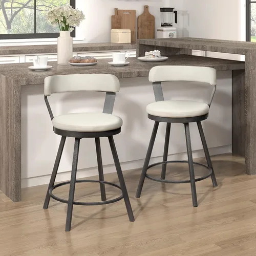 Miniatura 9 de Lexicon Ruthie - Juego de 2 taburetes giratorios para encimera de cocina con respaldo, 25.5 pulgadas de altura de asiento de 25.5 pulgadas, sillas