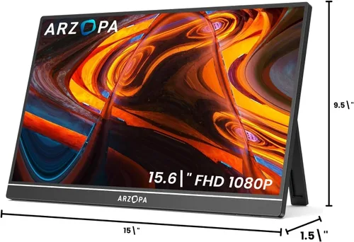 Miniatura 8 de ARZOPA Monitor portátil de 15.6 pulgadas FHD 1080P – Monitor portátil ultradelgado para laptop con soporte – Pantalla IPS para PC, MAC, teléfono