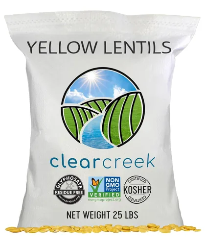 Lentejas amarillas cultivadas Montana | Sin OMG | No irradiadas (brotarán) | Kosher | 25 libras