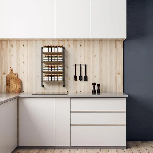 Miniatura 6 de ZICOTO Estante organizador de especias que ahorra espacio para montaje en pared, fácil de instalar, estantes colgantes modernos para hasta 56