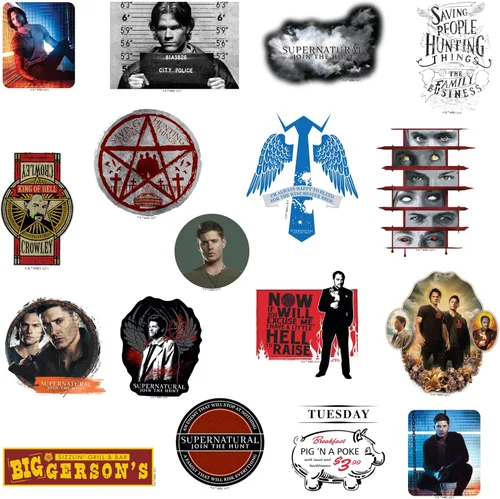 Miniatura 3 de Supernatural - Paquete variado de calcomanías de vinilo de 100 quilates, tamaño grande, troqueladas, para laptop, botella de agua, álbumes