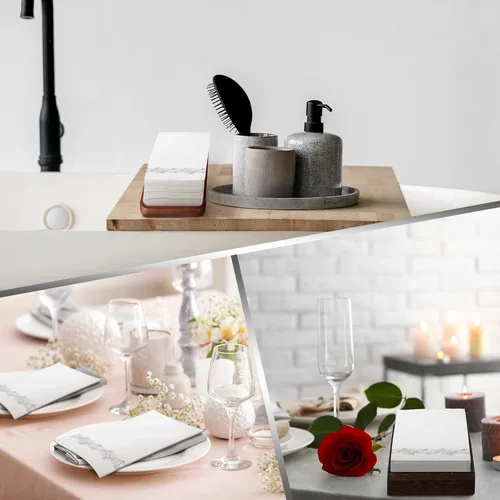Miniatura 6 de Yinder Paquete de 200 toallas de mano desechables, servilletas de baño, toallas decorativas para invitados, toallas de papel suaves y absorbentes