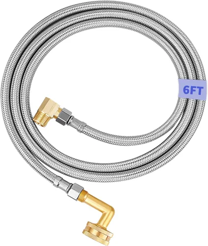 Kit de instalación para lavavajillas, conector trenzado de acero inoxidable para lavavajillas, línea de suministro de agua de 6 pies con extremos de