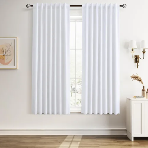Miniatura 50 de Guken Cortinas opacas de lino, 2 paneles rústicos, elegantes, 100% opacas, con aislamiento térmico, banda de ganchos y trabilla trasera, 52 x 84