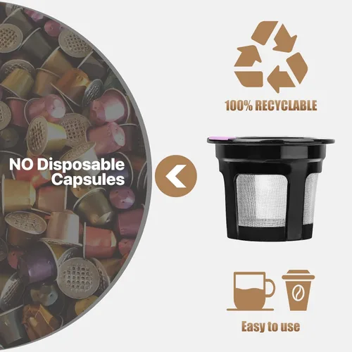 Miniatura 4 de K Cups reutilizables para K-eurig, paquete de 8 K Cups de cápsulas de café reutilizables, K Cup reutilizable universal para K-eurig 1.0 y 2.0