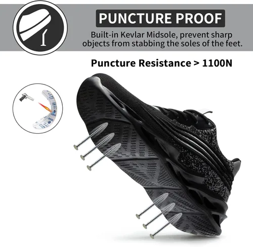 Miniatura 3 de ARCHINSERT Zapatos de punta de acero para hombres y mujeres, unisex, a prueba de pinchazos, zapatos de seguridad transpirables y antideslizantes