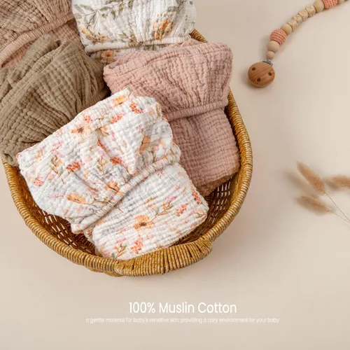 Miniatura 73 de lulumoon Sábanas de muselina para moisés para bebé: sábanas ajustables suaves para moisés de cabecera para niños y niñas Oliva y Crema