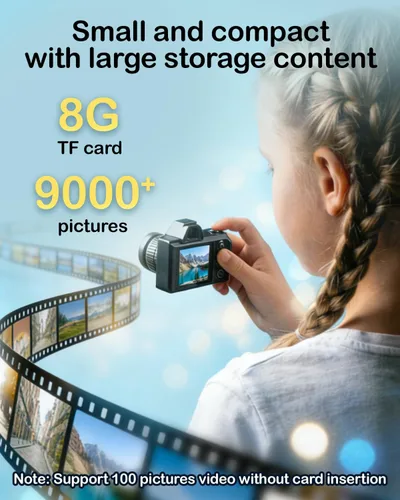 Miniatura 4 de Mini cámara digital, cámara portátil 1080P para fotografía con tarjeta SD de 8 GB, cadena de clip para tarjeta de llave para adolescentes