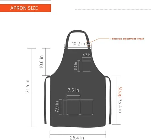 Miniatura 7 de YukaBa Delantal de cocina de mezclilla ajustable azul con 5 bolsillos para mujeres y hombres con actualización optimizada (mezclilla)