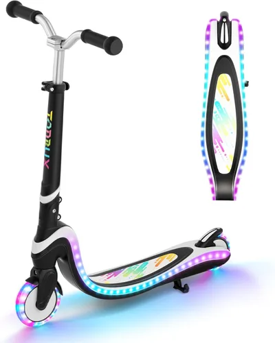 Miniatura 11 de Patinete de 2 ruedas, scooter para niños con ruedas y cubierta iluminadas, altura ajustable, 2 ruedas para niños de 5 a 7 años, scooters para niños