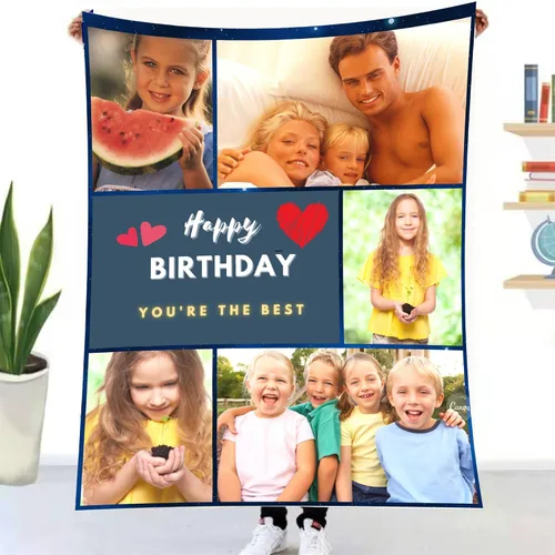 Miniatura 12 de Manta personalizada con foto y texto personalizado, manta para papá con imágenes de regalo para bebés, amigos, amantes y mascotas, manta 1-2 Foto
