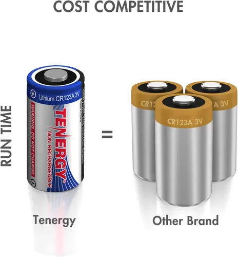 Miniatura 5 de Tenergy Batería de litio CR123A de 3V, baterías de celda CR123A de alto rendimiento de 1500mAh, baterías protegidas con PTC para cámaras