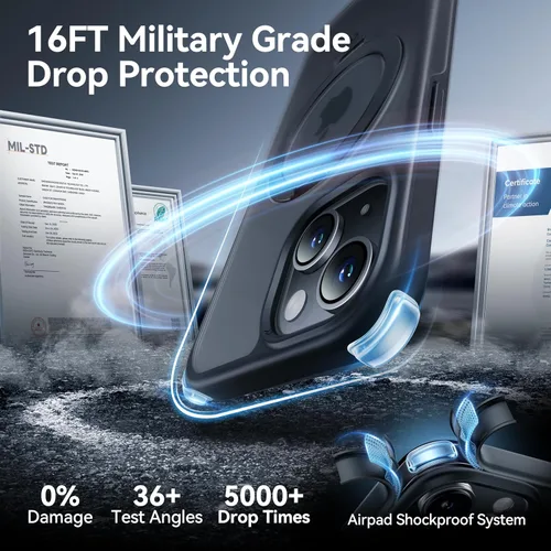 Miniatura 6 de CASEKOO- Funda para iPhone 15 c/soporte magnético invisible [protecc. militar contra caídas] [compatible c/MagSafe], a prueba de impactos, delgada