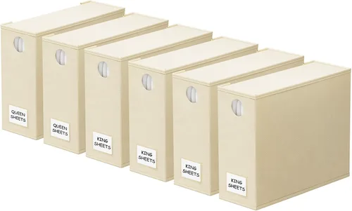 Miniatura 17 de SpaceAid Paquete de 6 organizadores y almacenamiento de sábanas, organizador de sábanas plegable con ventana para armario de lino, juego de carpetas