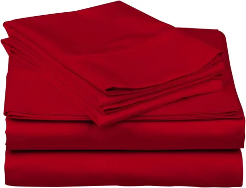 Miniatura 11 de Juego de sábanas de 800 hilos de 4 piezas, 100% algodón, color burdeos, para cama de tamaño individual, juego de ropa de cama de algodón de fibra