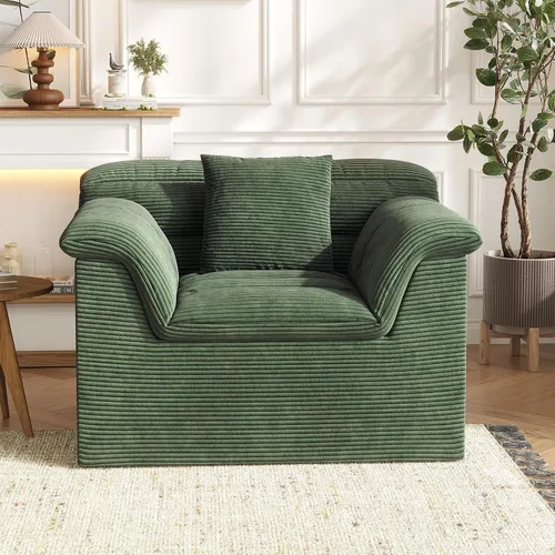 Miniatura 13 de Sofá Seccional Cloud de 51", Sofá Modular Moderno con Asiento Profundo, Cómodo Sofá Individual Comprimido, Sofás Tapizados de Pana para Sala de Beige