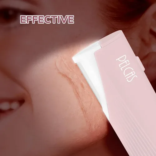Miniatura 2 de PELCAS Kit de herramientas de dermaplaning eléctrico para mujer cara con luz LED, mini maquinilla de afeitar facial con 6 cuchillas, 3 velocidades