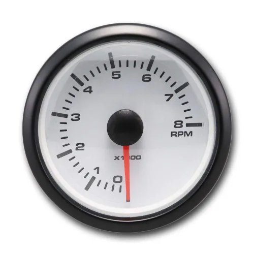 MOTOR METER RACING Serie MGS Tacómetro Eléctrico de 52mm 2-1/16" 8000 RPM Dial Blanco Retroiluminación LED Blanca y Ámbar Impermeable para esfera