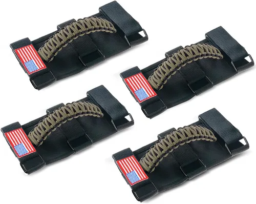 Miniatura 29 de Savadicar Paquete de 4 Asas de Agarre de Barra Enrollable Compatible con 1955-2023 Jeep Wrangler CJ YJ TJ JK JL 4XE & Gladiator JT, Soporte de Negro