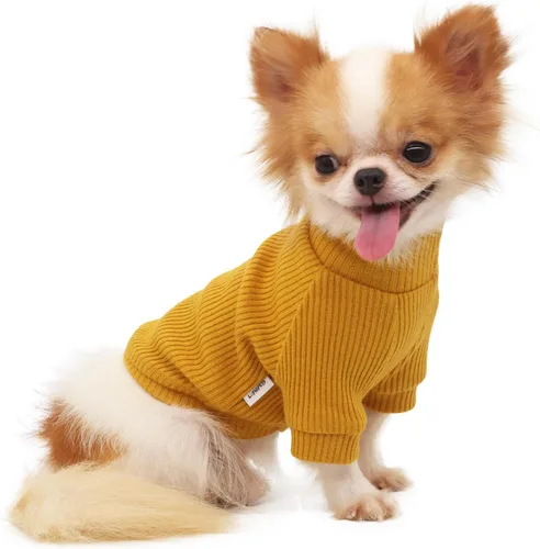 Miniatura 10 de LOPHIPETS Suéteres de cuello alto para perros pequeños, ropa para cachorros Chihuahua, rosa claro brillante, M