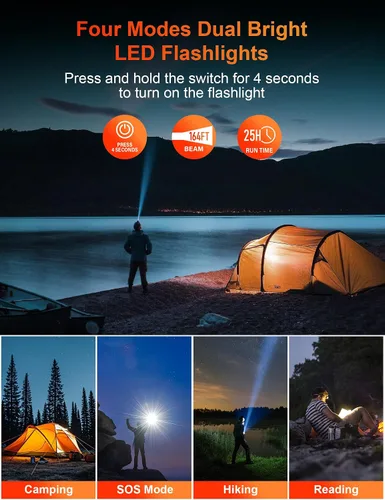 Miniatura 6 de Cargador Solar Banco de Energía, Batería Externa de Carga Rápida PD 20W, 40000mAh Cargador Portátil para Teléfono con 4 Cables Integrados y Luces