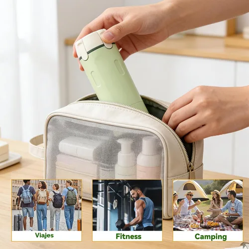 Miniatura 7 de Botella dispensadora de viaje 4 en 1 con cepillo de limpieza, paquete de 4 recipientes de 1.0 fl oz a prueba de fugas recargables para artículos