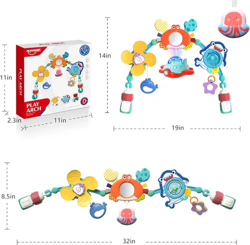 Miniatura 6 de Arco musical para cochecito de bebé, juguetes de asiento de automóvil de viaje, accesorio para cuna de arco de juego, móvil para cuna, barra de arco