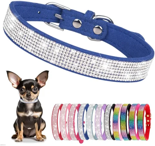 Miniatura 7 de Collar de Perro Pequeño, Collares de Perro con Diamantes de Imitación, Brillantes, Elegantes y con Detalles de Resplandecimiento para Razas XXS, XS