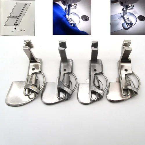 KUNPENG - 1 juego #490359 1/16+1/8+3/16+1/4 doble pliegue de resorte tipo Hemmer Hemming Presser Foot para máquina de coser de una sola aguja