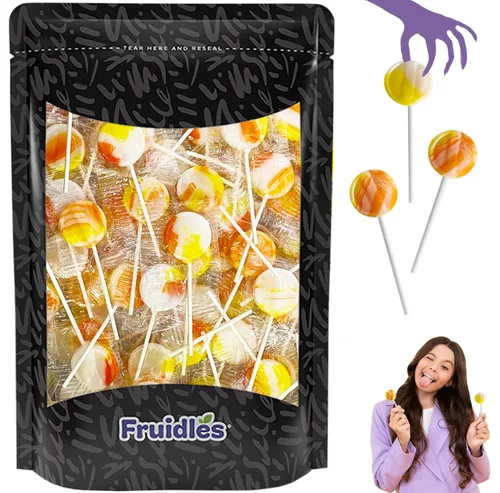 Miniatura 4 de Fruidles Paletas de maíz de Halloween, bolas y barriles, ideales para rellenos de bolsas de golosinas de fiesta de Halloween, envueltas