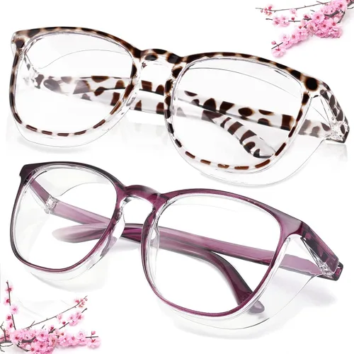 Miniatura 25 de SQIMZAR - Lentes de seguridad para mujeres, para enfermeras, lentes protectores, lentes de seguridad antivaho Púrpura claro+rosa claro