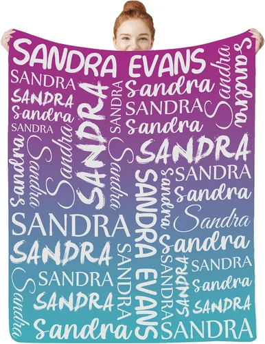 Miniatura 10 de Manta personalizada con nombre para bebés, niños y niñas, mantas de bebé personalizadas con nombre para adultos y niños, manta personalizada