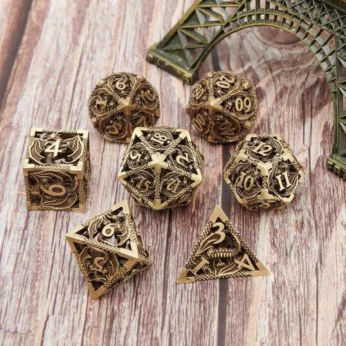 Miniatura 3 de DND - Juego de dados de metal, dados poliédricos de Calabozos y Dragones, juego de dados poliédricos para juegos de rol, juego de dados poliédricos
