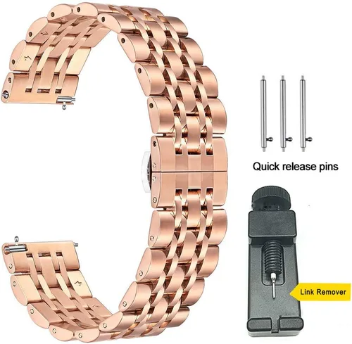 Miniatura 2 de Correa compatible con Samsung Galaxy Watch 6/6 Classic/Galaxy Watch 5/5 Pro / 4/4 Classic / 3 1.614 in / Active 2, correa de repuesto de metal